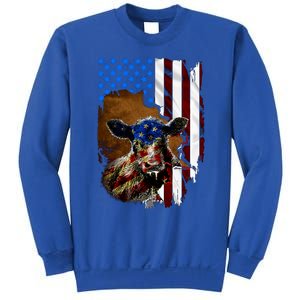 Heifer July 4 American Flag Farmer Gift Cow Cattle Gift Sweatshirt