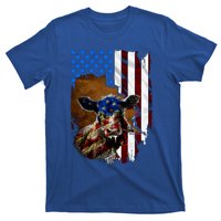 Heifer July 4 American Flag Farmer Gift Cow Cattle Gift T-Shirt