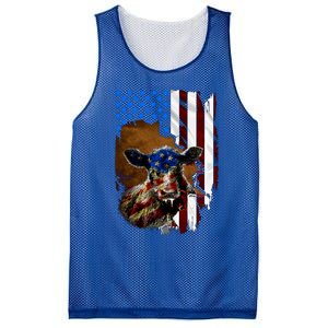 Heifer July 4 American Flag Farmer Gift Cow Cattle Gift Mesh Reversible Basketball Jersey Tank