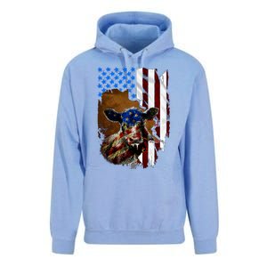 Heifer July 4 American Flag Farmer Gift Cow Cattle Gift Unisex Surf Hoodie