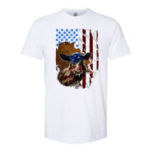 Heifer July 4 American Flag Farmer Gift Cow Cattle Gift Softstyle CVC T-Shirt