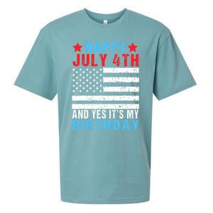 Happy July 4th And Yes It's My Birthday Born On 4th Of July Sueded Cloud Jersey T-Shirt