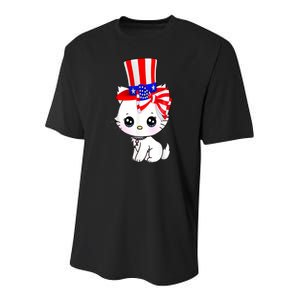 Happy July 4th Usa Flag Cute Cat Daddy Mommy Boy Girl Gift Youth Performance Sprint T-Shirt