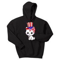 Happy July 4th Usa Flag Cute Cat Daddy Mommy Boy Girl Gift Kids Hoodie