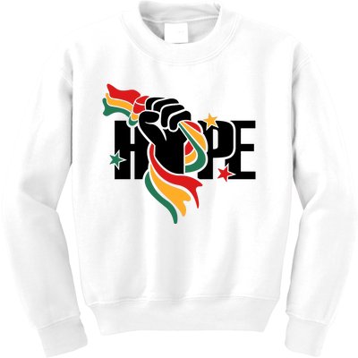 Hope Juneteenth African Flag Fist Black History African Flag Kids Sweatshirt