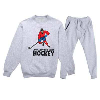 Hockey Just A Who Loves IceHockeys Gift Premium Crewneck Sweatsuit Set