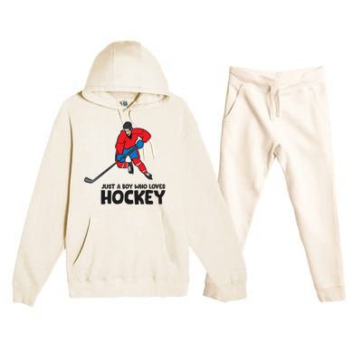 Hockey Just A Who Loves IceHockeys Gift Premium Hooded Sweatsuit Set