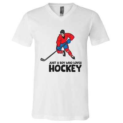 Hockey Just A Who Loves IceHockeys Gift V-Neck T-Shirt