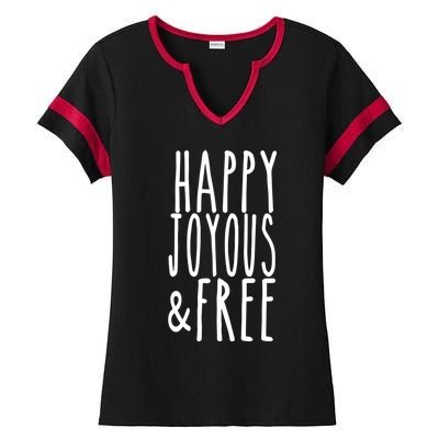 Happy Joyous And Free Aa Sobriety Sober Life Gift Ladies Halftime Notch Neck Tee