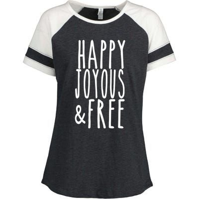 Happy Joyous And Free Aa Sobriety Sober Life Gift Enza Ladies Jersey Colorblock Tee