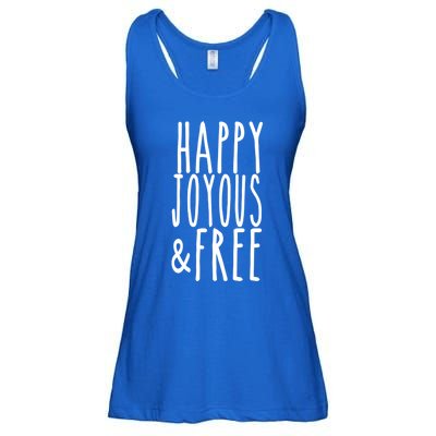 Happy Joyous And Free Aa Sobriety Sober Life Gift Ladies Essential Flowy Tank