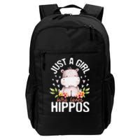 Hippopotamus Just A Who Loves Hippos Flower Cute Floral Daily Commute Backpack