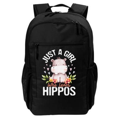 Hippopotamus Just A Who Loves Hippos Flower Cute Floral Daily Commute Backpack