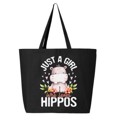 Hippopotamus Just A Who Loves Hippos Flower Cute Floral 25L Jumbo Tote