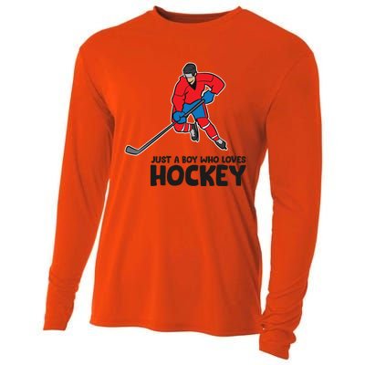 Hockey Just A Who Loves Icehockeys Gift Cooling Performance Long Sleeve Crew