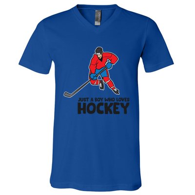 Hockey Just A Who Loves Icehockeys Gift V-Neck T-Shirt