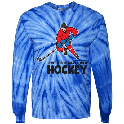 Hockey Just A Who Loves Icehockeys Gift Tie-Dye Long Sleeve Shirt