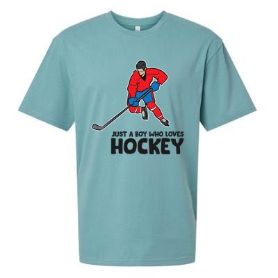 Hockey Just A Who Loves Icehockeys Gift Sueded Cloud Jersey T-Shirt