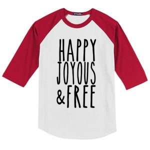 Happy Joyous And Free Aa Sobriety Sober Life Great Gift Kids Colorblock Raglan Jersey