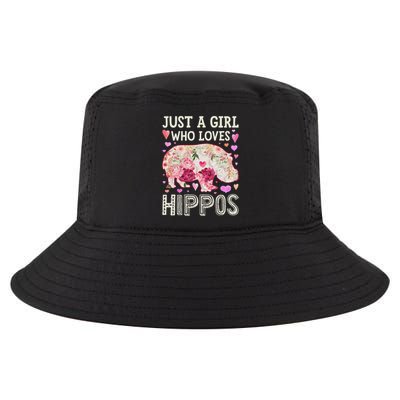 Hippopotamus Just A Girl Who Loves Hippos Flower Cute Floral Cool Comfort Performance Bucket Hat