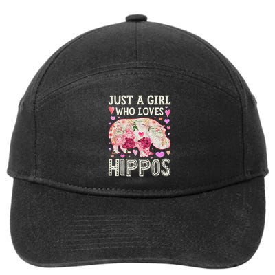 Hippopotamus Just A Girl Who Loves Hippos Flower Cute Floral 7-Panel Snapback Hat