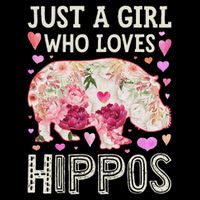 Hippopotamus Just A Girl Who Loves Hippos Flower Cute Floral Bucket Hat