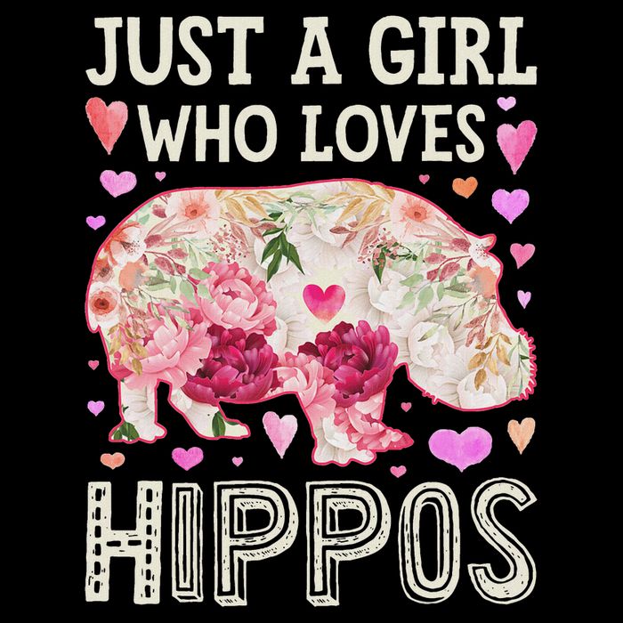 Hippopotamus Just A Girl Who Loves Hippos Flower Cute Floral Bucket Hat