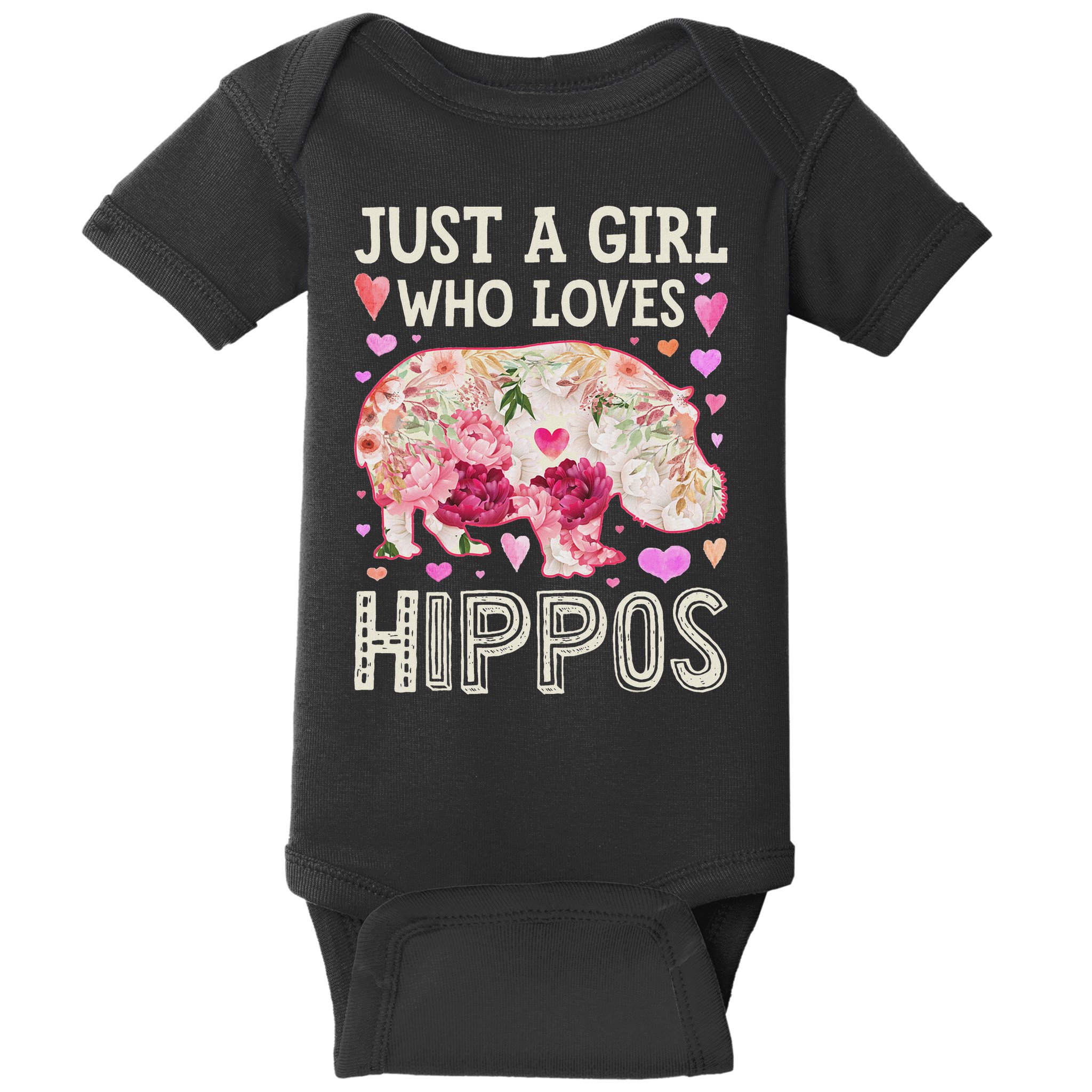 Hippopotamus Just A Girl Who Loves Hippos Flower Cute Floral Baby Bodysuit