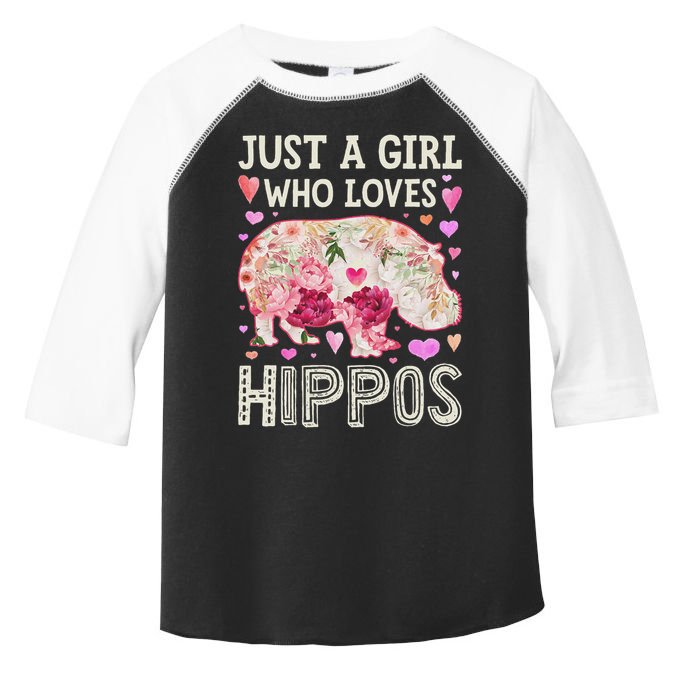 Hippopotamus Just A Girl Who Loves Hippos Flower Cute Floral Toddler Fine Jersey T-Shirt