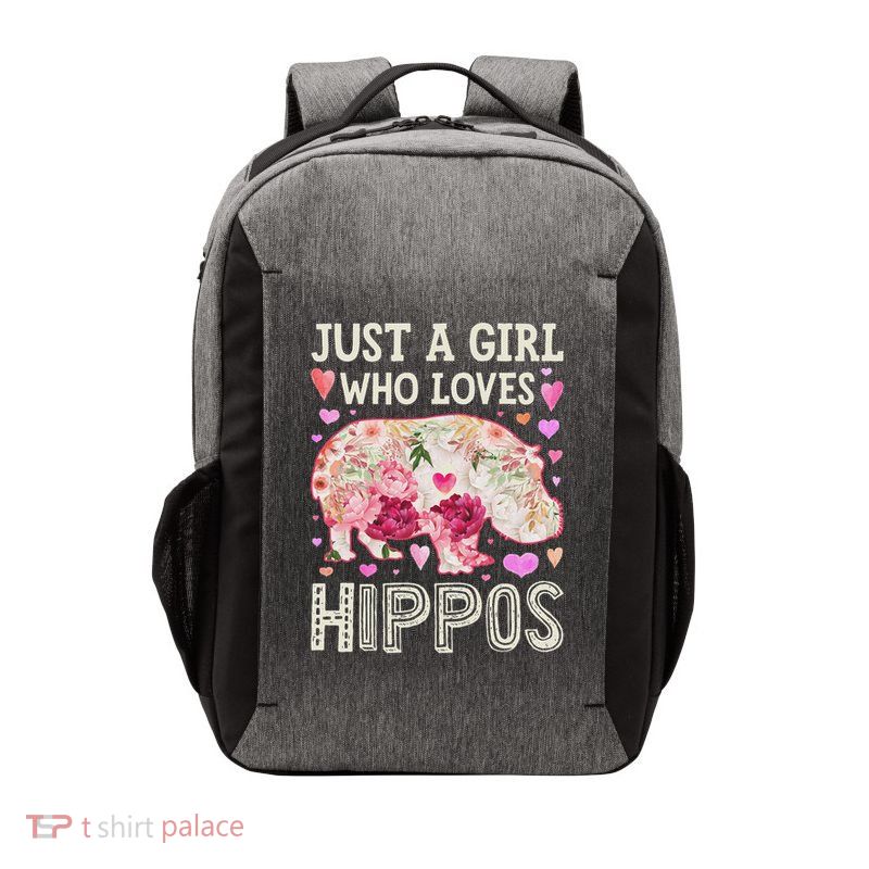 Hippopotamus Just A Girl Who Loves Hippos Flower Cute Floral Vector Backpack
