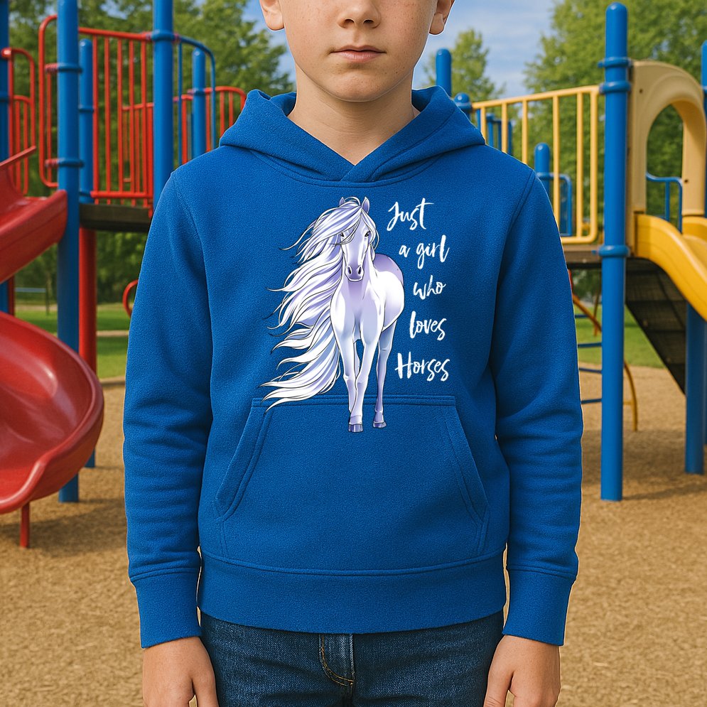Horse Just A Girl Who Loves Horseback Riding Equestrian Farm Meaningful Gift Kids Hoodie