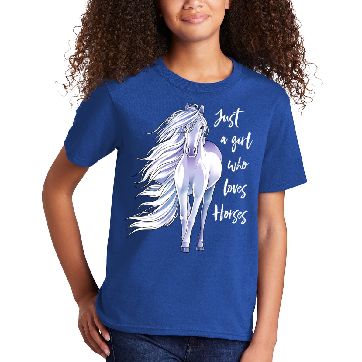 Horse Just A Girl Who Loves Horseback Riding Equestrian Farm Meaningful Gift Kids T-Shirt