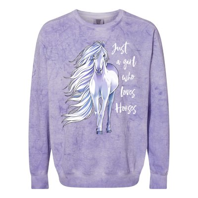 Horse Just A Girl Who Loves Horseback Riding Equestrian Farm Colorblast Crewneck Sweatshirt