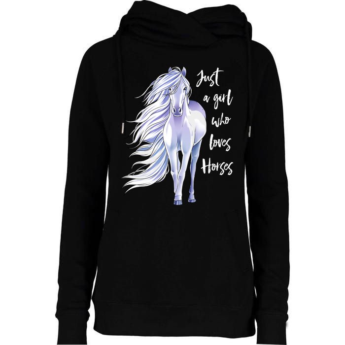 Horse Just A Girl Who Loves Horseback Riding Equestrian Farm Womens Funnel Neck Pullover Hood