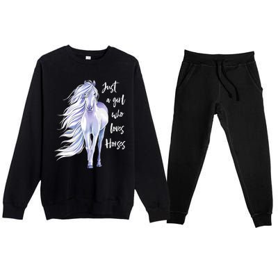 Horse Just A Girl Who Loves Horseback Riding Equestrian Farm Premium Crewneck Sweatsuit Set