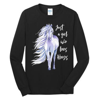 Horse Just A Girl Who Loves Horseback Riding Equestrian Farm Tall Long Sleeve T-Shirt