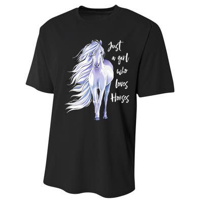 Horse Just A Girl Who Loves Horseback Riding Equestrian Farm Performance Sprint T-Shirt