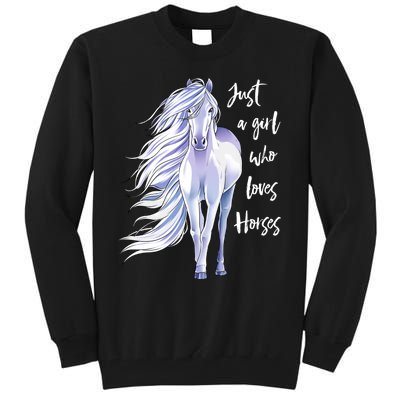 Horse Just A Girl Who Loves Horseback Riding Equestrian Farm Tall Sweatshirt