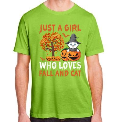 Halloween Just A Who Loves Fall And Cats Gift Adult ChromaSoft Performance T-Shirt