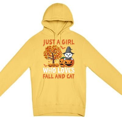 Halloween Just A Who Loves Fall And Cats Gift Premium Pullover Hoodie