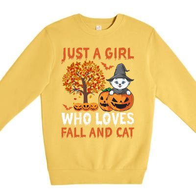 Halloween Just A Who Loves Fall And Cats Gift Premium Crewneck Sweatshirt