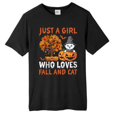 Halloween Just A Who Loves Fall And Cats Gift Tall Fusion ChromaSoft Performance T-Shirt