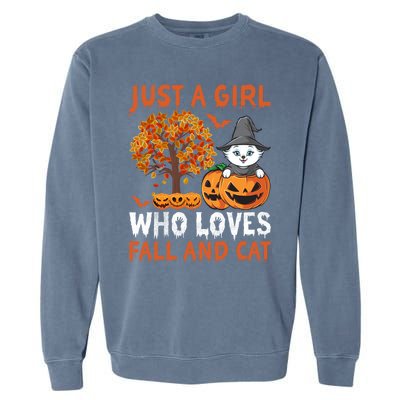 Halloween Just A Who Loves Fall And Cats Gift Garment-Dyed Sweatshirt