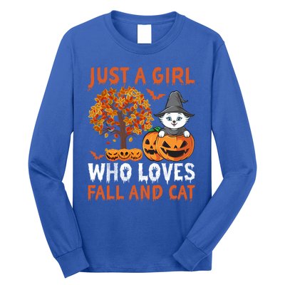 Halloween Just A Who Loves Fall And Cats Gift Long Sleeve Shirt