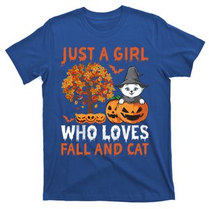 Halloween Just A Who Loves Fall And Cats Gift T-Shirt