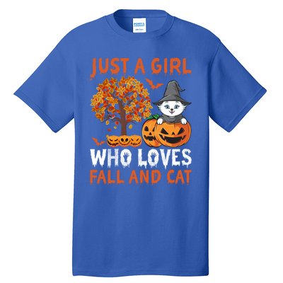 Halloween Just A Who Loves Fall And Cats Gift Tall T-Shirt