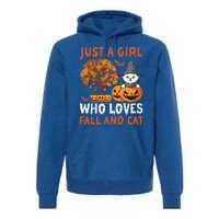 Halloween Just A Who Loves Fall And Cats Gift Premium Hoodie