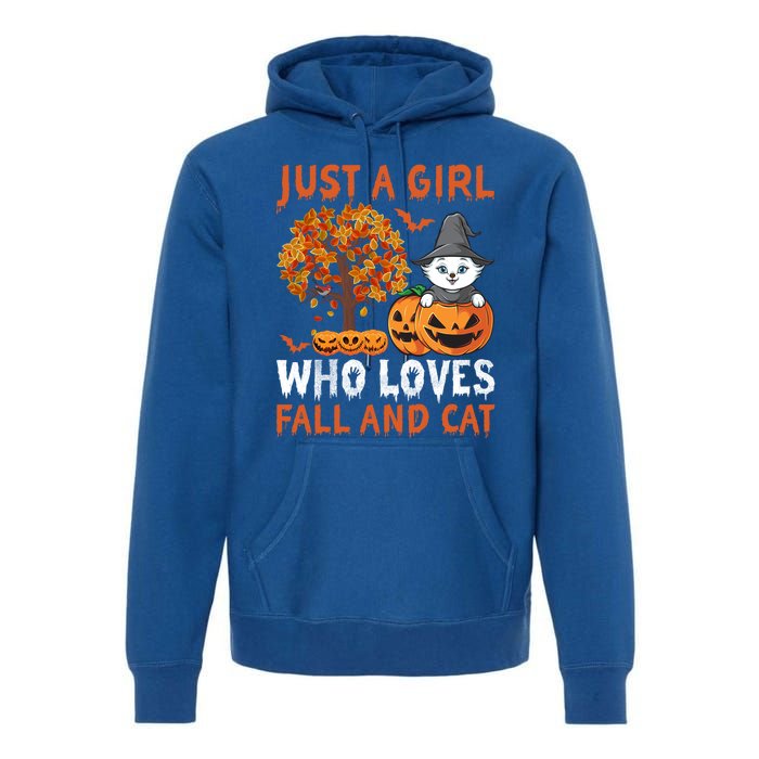 Halloween Just A Who Loves Fall And Cats Gift Premium Hoodie