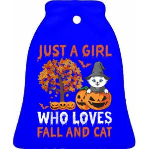 Halloween Just A Who Loves Fall And Cats Gift Ceramic Bell Ornament