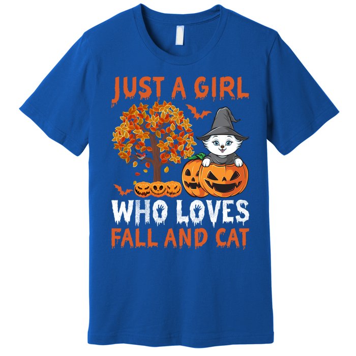 Halloween Just A Who Loves Fall And Cats Gift Premium T-Shirt